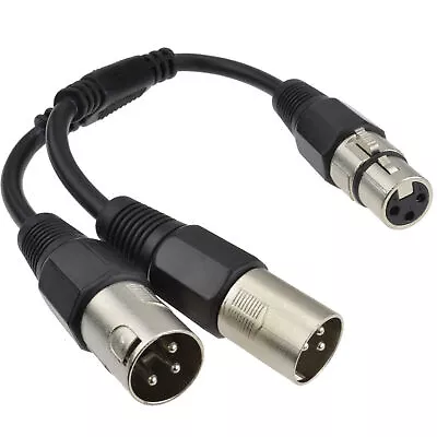 Buy XLR Splitter Cable 1x Female Socket To 2x Male 3 Pin Plugs Audio Converter Lead • 6.58£