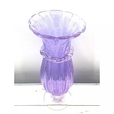 Buy Vintage Art Studio Purple Hand Blown Glass Tall Vase Beautiful Lavender Color • 71.88£