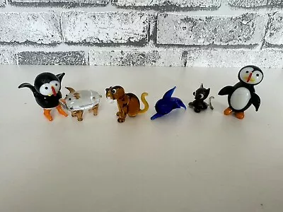 Buy Handblown Vintage  Small Glass Black White Tuxedo Penguins Dog Pig Mini Animals • 25£