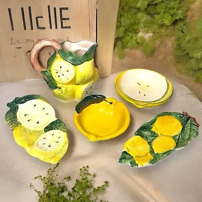 Buy Vintage Ceramiche Di Bassano Lemon Pitcher And Dish Set Handmade Italy Ceramic • 65.31£