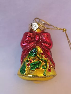 Buy Christmas Tree Glass Bauble Bell Yellow Red Bow Thomas Pacconi 2004 Classics • 5.50£