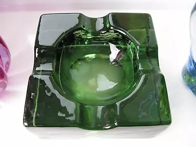 Buy Whitefriars Green Heavy Art Glass Ashtray Pattern No 9017 • 80£
