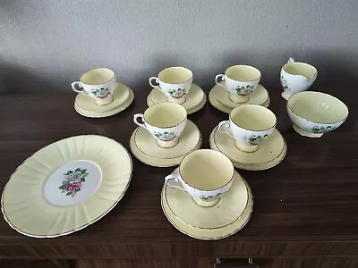 Buy Rare Royal Grafton Yellow Floral 21 Piece Tea Set Beautiful Lemon Gold Trim  • 40£