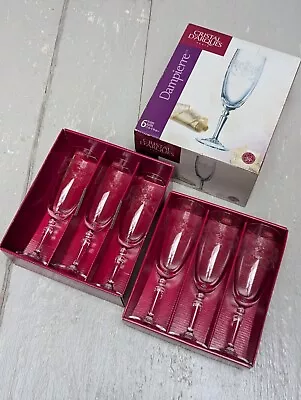 Buy NEW 6 X French Cristal D'Arques Dampierre Crystal Champagne Flutes Etched In Box • 40£