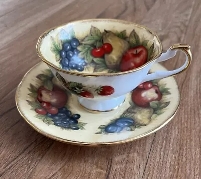 Buy Queens Rosina China England Vintage Fruits Pattern Tea Cup And Saucer. • 25£