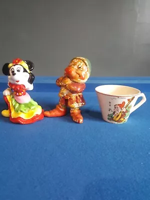 Buy Three Disney Figures Wade 1930s Bashful Cup And Grumpy Dwarf.and Japan Minnie... • 25£