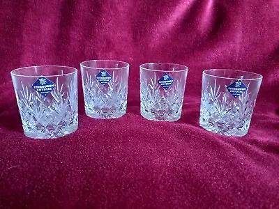 Buy Scarce Set Of 4 Edinburgh Crystal Whiskey Tumblers Tay Pattern Labelled & Signed • 39.99£