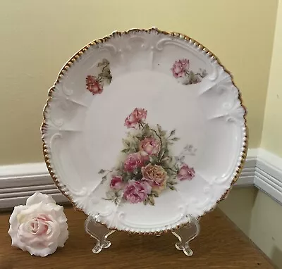 Buy Antique C.1890 Plate Royal Bavarian China PBM Of Germany Beautiful Pink Roses • 17.71£