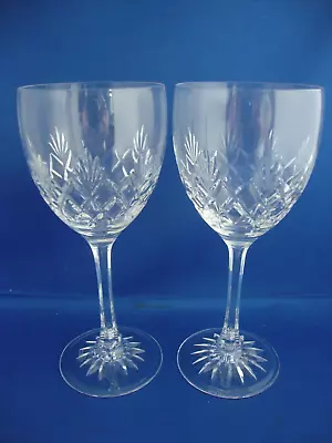 Buy 2 X Edinburgh Crystal Kelso Cut Pattern Water Goblets Wine Glasses - Signed • 29.95£