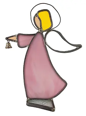 Buy Stained Glass Angel With Bell Sun Light  Catcher Pink Candle Holder Silver • 8.94£