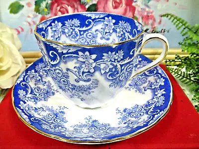 Buy TUSCAN Tea Cup And Saucer Cobalt Blue Victorian Teacup Pattern Scrolled Swirls • 22.33£