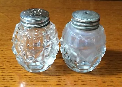 Buy Small Glass Salt & Pepper Pots Sterling Silver Tips • 9.90£