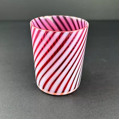 Buy Fenton Cranberry Opalescent Spiral Optic Glass Vase Tumbler Swirl Pattern 4in • 33.50£