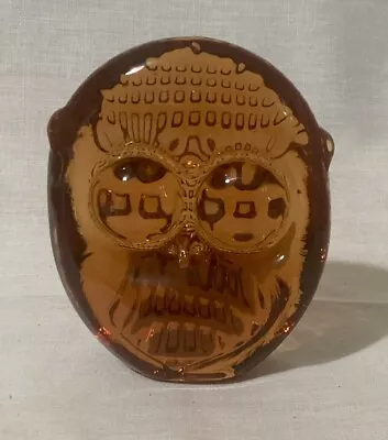 Buy Vintage Swedish Amber Glass Owl Paperweight 10cm Tall Perfect • 10£