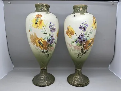 Buy Pair Vienna Art Nouveau EW   Ernst Wahliss  Vases 20.5 Cm (P-224 205) (A) • 65£