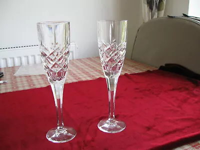 Buy Two Heavy Cut Glass Crystal Flutes Champagne Prosecco Wedding Birthday HenDo NEW • 9.99£