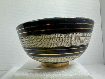 Buy Aldo Londi Bitossi Seta Sgraffito Gold Italy Pottery Vintage MCM Vase Bowl 5 D • 41.93£