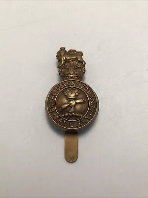 Buy 1960s Queens Crown Royal Devon Yeomanry Artillery Cap Badge • 5.50£