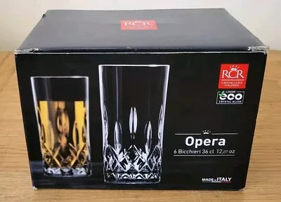 Buy RCR OPERA CRYSTAL GLASS HIGHBALL TUMBLERS 35cl 12,07Oz Set Of 6 Made In Italy • 29.99£