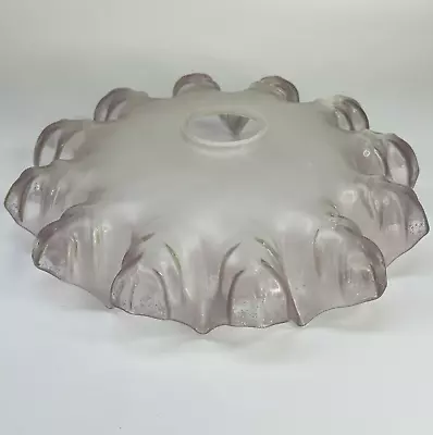 Buy Vintage French Art Deco Opaque Ruffled Glass Light Shade With Mauve Frosted Tips • 22£