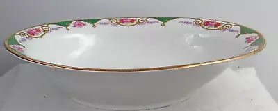 Buy Bloch & Co Bowl Eichwald Czech Floral Green White Gold Trim Oval Vtg Porcelain • 18.63£