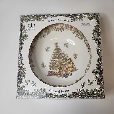 Buy Queens Myott Seasons Greetings Four Christmas Tree Dinnerware Salad/Cereal Bowls • 27.91£
