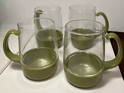 Buy Vintage Pyrex Ware Drink Up Glass Mug Cup RETRO!  Avocado Green Plastic Handle • 25.14£