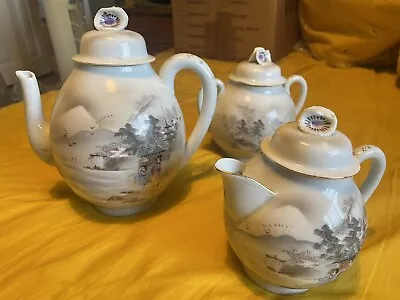 Buy Chinese Antique Tea Pot + Hot Water Pot + Lidded Bowl Set • 20£