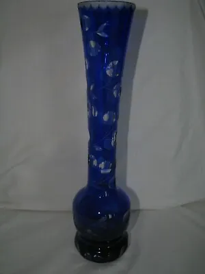 Buy 12  Blue Vase CUT TO CLEAR LEAD CRYSTAL Germany • 18.59£