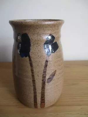 Buy Vintage LOWESTOFT Studio Pottery Vase Stoneware Brown Blue Flowers 6.5 Inches • 9.99£