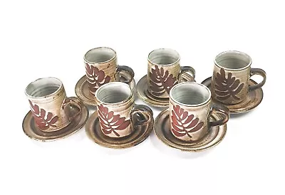 Buy Briglin Studio Pottery 6 Coffee Cups & Saucers Stamped MINT • 25£