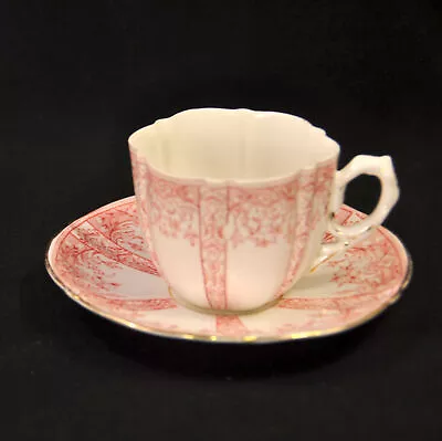 Buy Aynsley Cup & Saucer Pattern #8127 Red Scroll Work Florals Fruit 1892-1905 Gold • 133.25£