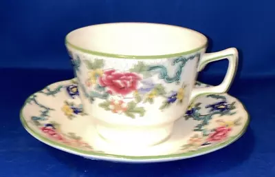 Buy Royal Doulton Fine China  Floradora Green Pattern  Cup & Saucer EUC • 17.24£