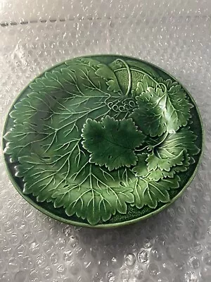 Buy C1880 Antique Green Majolica  Vine Leaf Salad Cabbage Plate 8.5” Mint Stunning • 9£