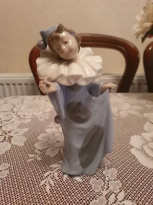 Buy Attractive Lladro Spain Nao Figure - 1094 Blue Clown / Pierrot With Flower A/F • 20£