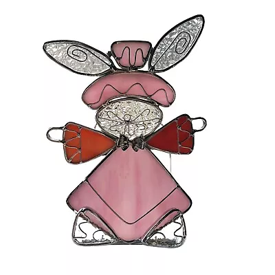 Buy Lead Stain Glass Window Sun Catcher Pink Easter Bunny Tea Light Candle Holder • 13.97£