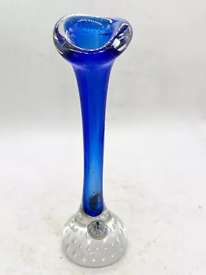 Buy Vintage Blue Swedish Art Glass Vase Jack In The Pulpit Style • 23.99£