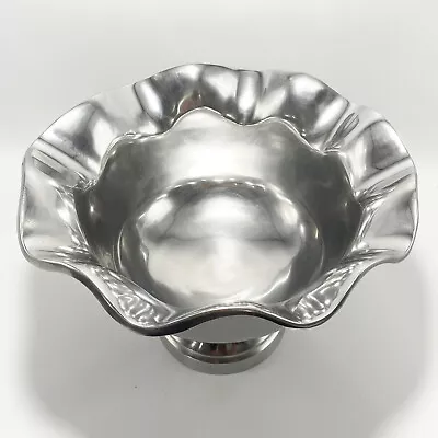 Buy IHI Large Scalloped Ruffled Bowl With Footed Base - Polished Cast Aluminum India • 55.91£