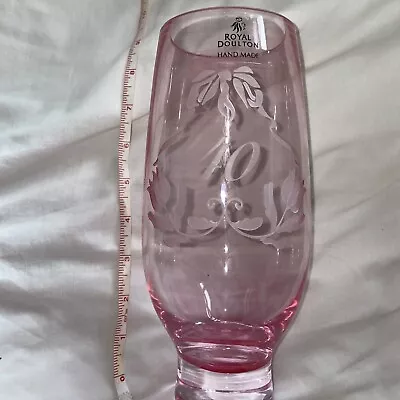 Buy Handmade Royal Doulton 40th Anniversary Or Birthday Pink Glass Vase 9 “tall • 15.99£