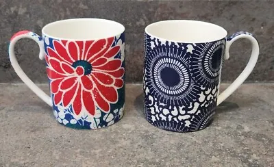 Buy 2 Monsoon Home Denby Mugs Blue White Red Floral Print • 4.99£