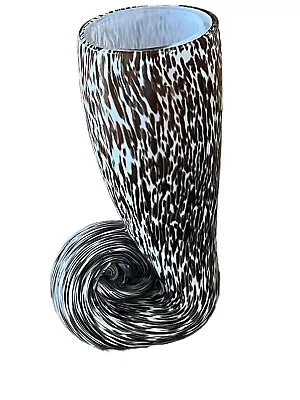Buy Vintage Wedgwood Vase Hand Blown  Art Glass Leopard Seashell Amber Brown • 28.97£