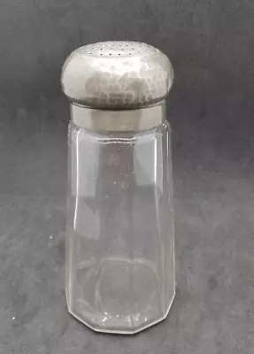 Buy Vintage Pressed Glass Sugar Shaker Made In England, Hammered Metal Lid • 6£