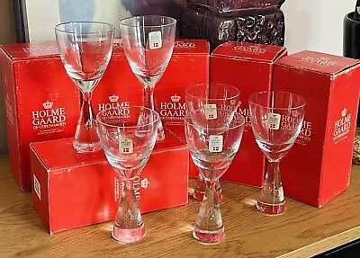 Buy 6 Vintage Mid Century Wine Holmgaard PRINCESS Glasses Original Boxes Denmark • 119.09£