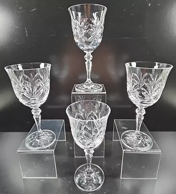 Buy 4 Galway Kylemore Red Wine Glasses Set Crystal Clear Floral Fan Cut Ireland Lot • 74.25£