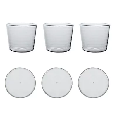 Buy  3 Pcs Dessert Dish Clear Bowl Fruit Pudding Containers With Lids Food Glass • 13.65£