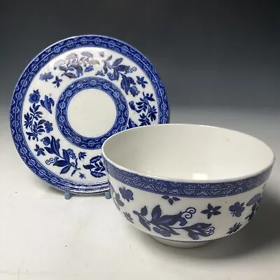 Buy Antique COALPORT Leaf Pattern Blue & White Teapot Stand Trivet & Slops Bowl • 29.95£