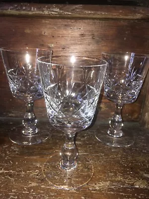Buy Vintage Royal Brierley 3 X  BRUCE Cut Crystal Small Wine Glasses 6”/ 150mm • 30£