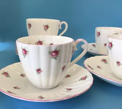 Buy Royal Tuscan Fine Bone China Wedgwood Group 4 Scalloped Rose Teacups, 8 Saucers • 138.86£