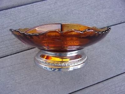 Buy Farber Bros Krome Kraft Glass Metal Sectional Dish Amber Elegant Glassware • 12.11£