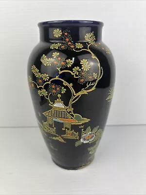 Buy Antique Bursley Ware Crown Cobalt Blue Vase Chinoiserie Raised Gilding C1925 • 48.55£